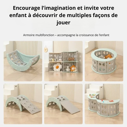 Mini Parc Aventure™ 6 en 1 – Aire de Jeu Intérieure Complète pour Enfants | Toboggan, Escalade & Apprentissage