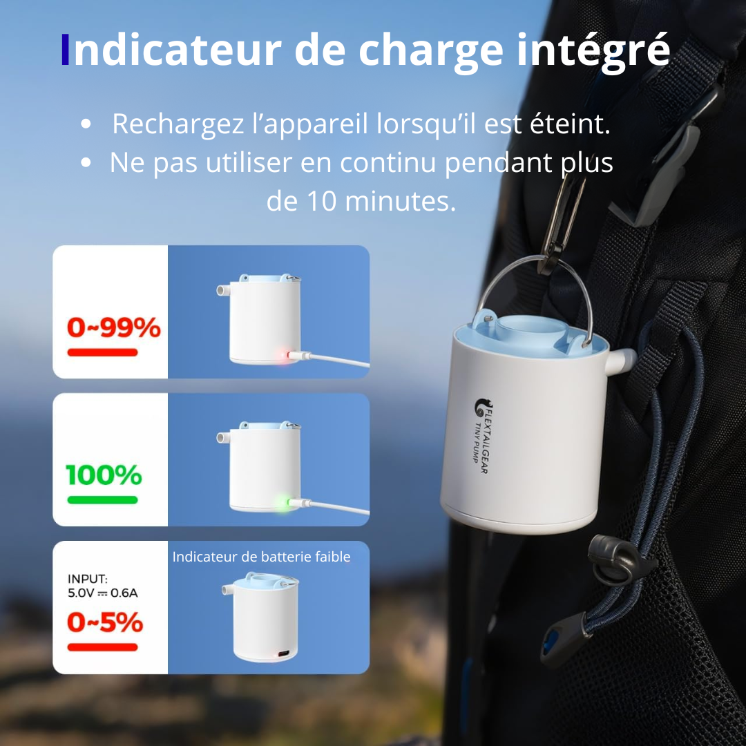 CampAir™ 3-en-1 | Mini Pompe Électrique Rechargeable & Lampe LED Portable