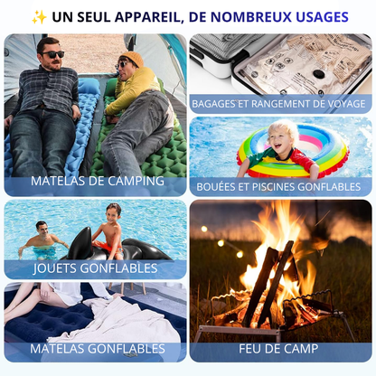 CampAir™ 3-en-1 | Mini Pompe Électrique Rechargeable & Lampe LED Portable